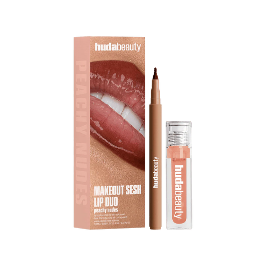 Huda Beauty Makeout Sesh Lip Duo - Peachy Nudes